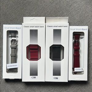Smart Watch Band Set - Gray, Red- Set of 4- 42/44/45mm- NWT